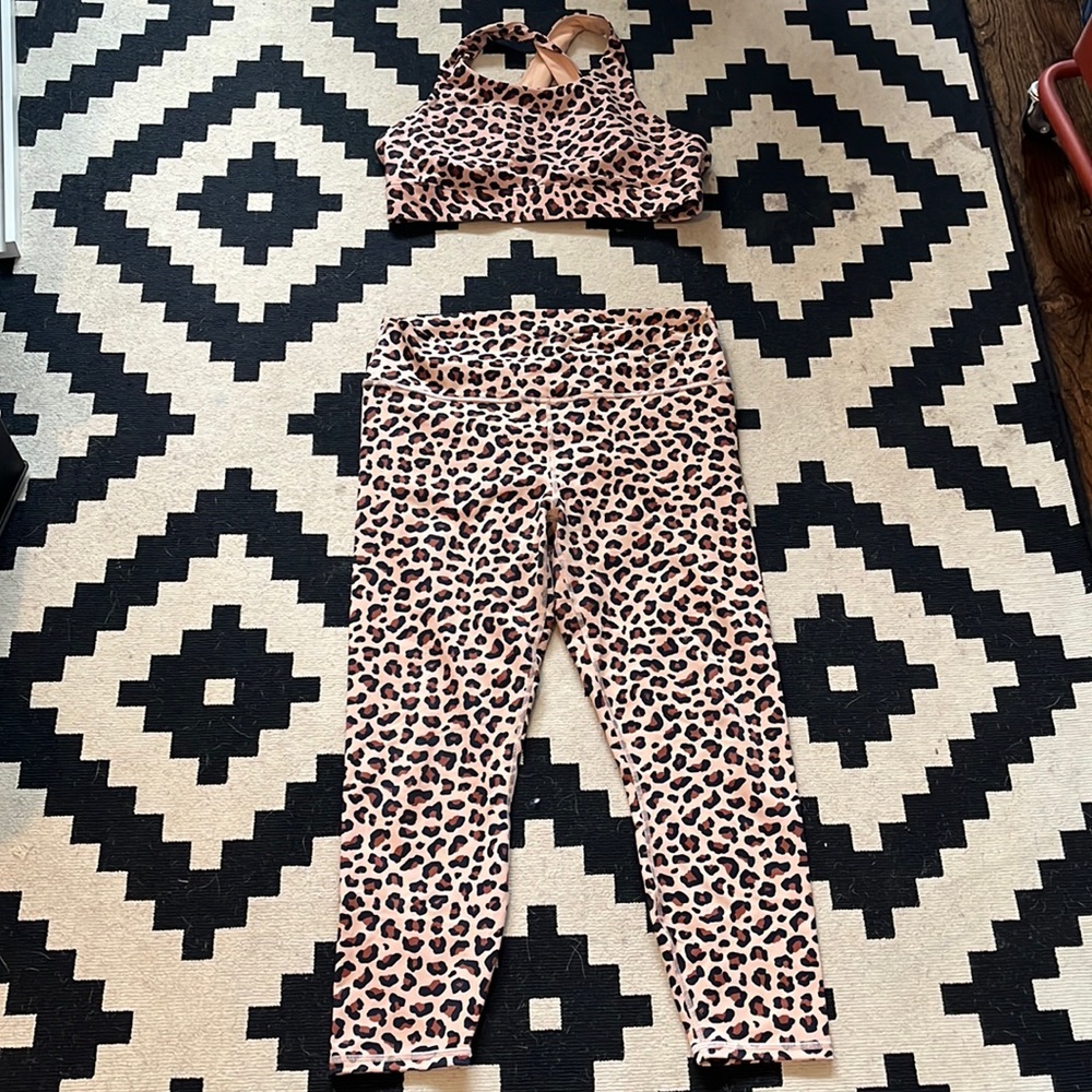 Fabletics XXL Leopard sports bra and leggings